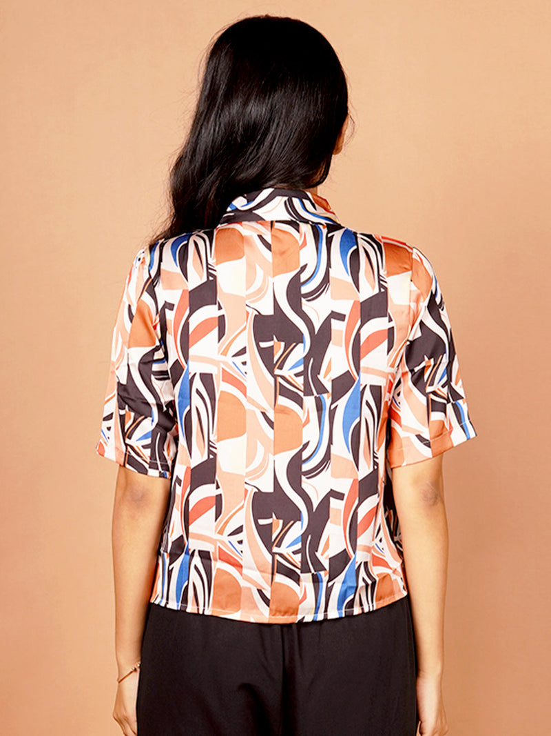 Beige Printed Basic Shirt