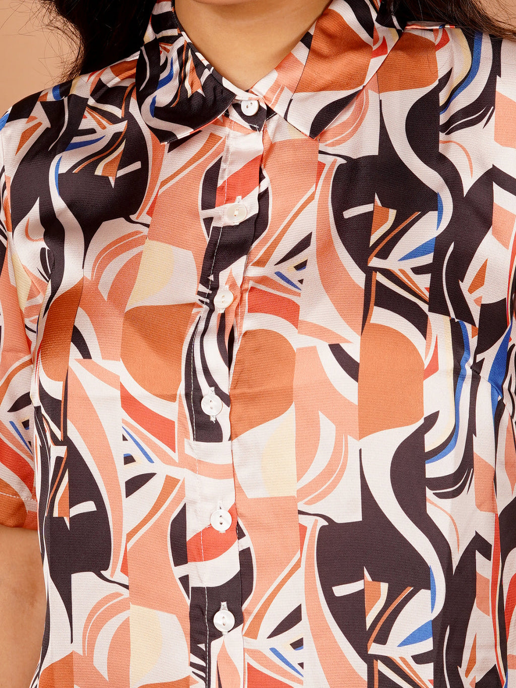 Beige Printed Basic Shirt