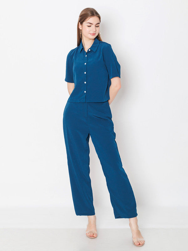 Blue Solid Basic Shirt