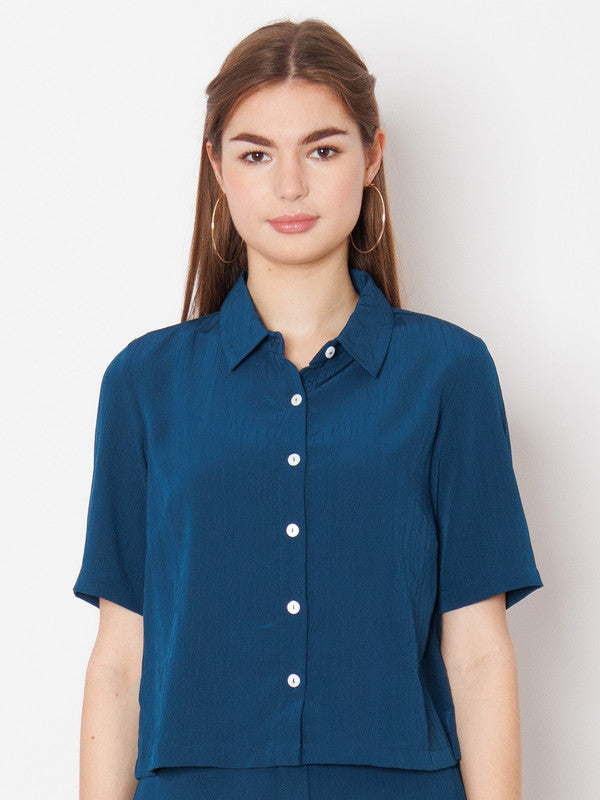 Blue Solid Basic Shirt