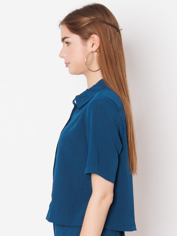 Blue Solid Basic Shirt