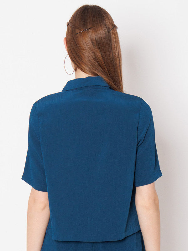 Blue Solid Basic Shirt