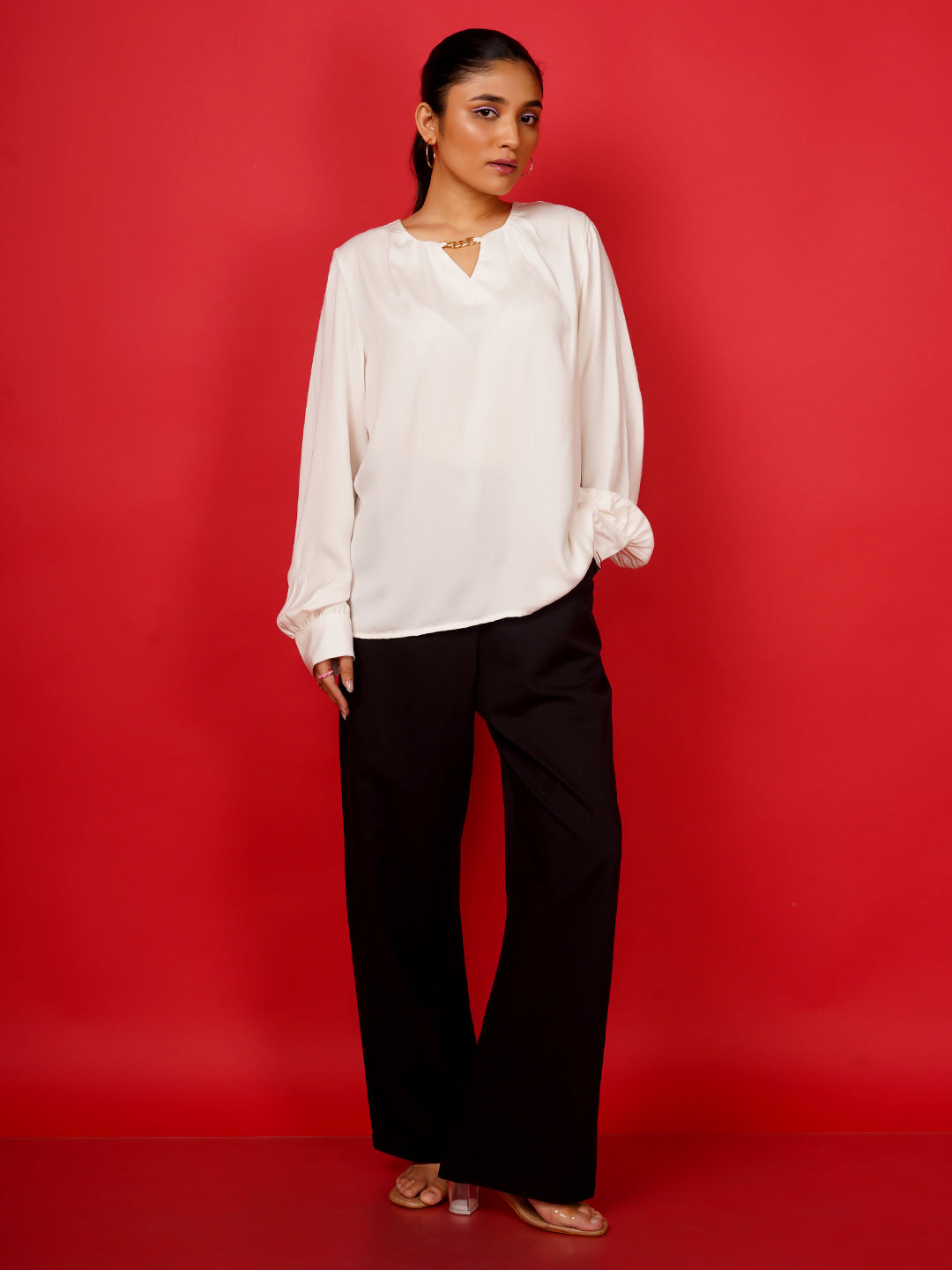 Off White Plain Basic Top