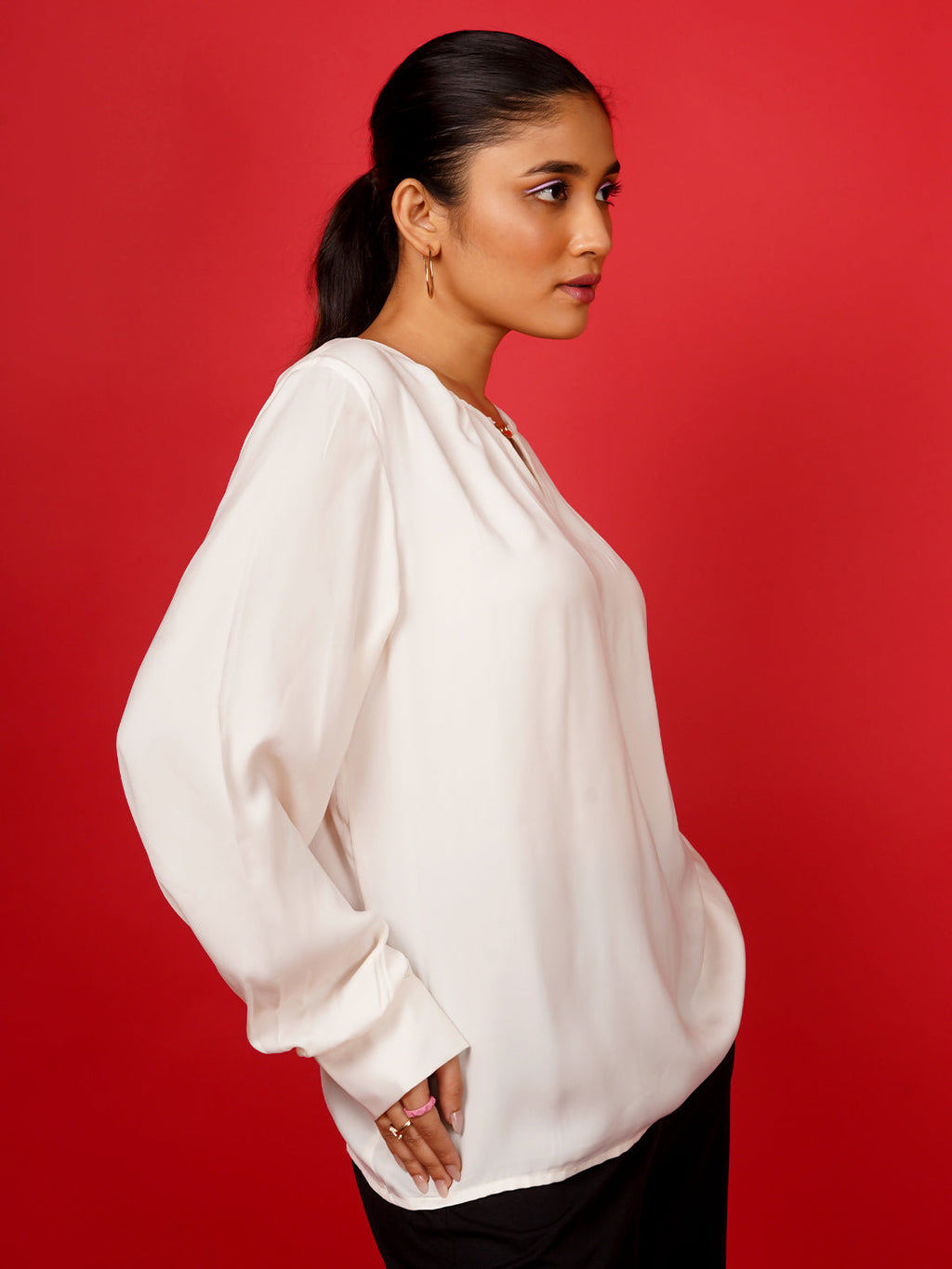 Off White Plain Basic Top