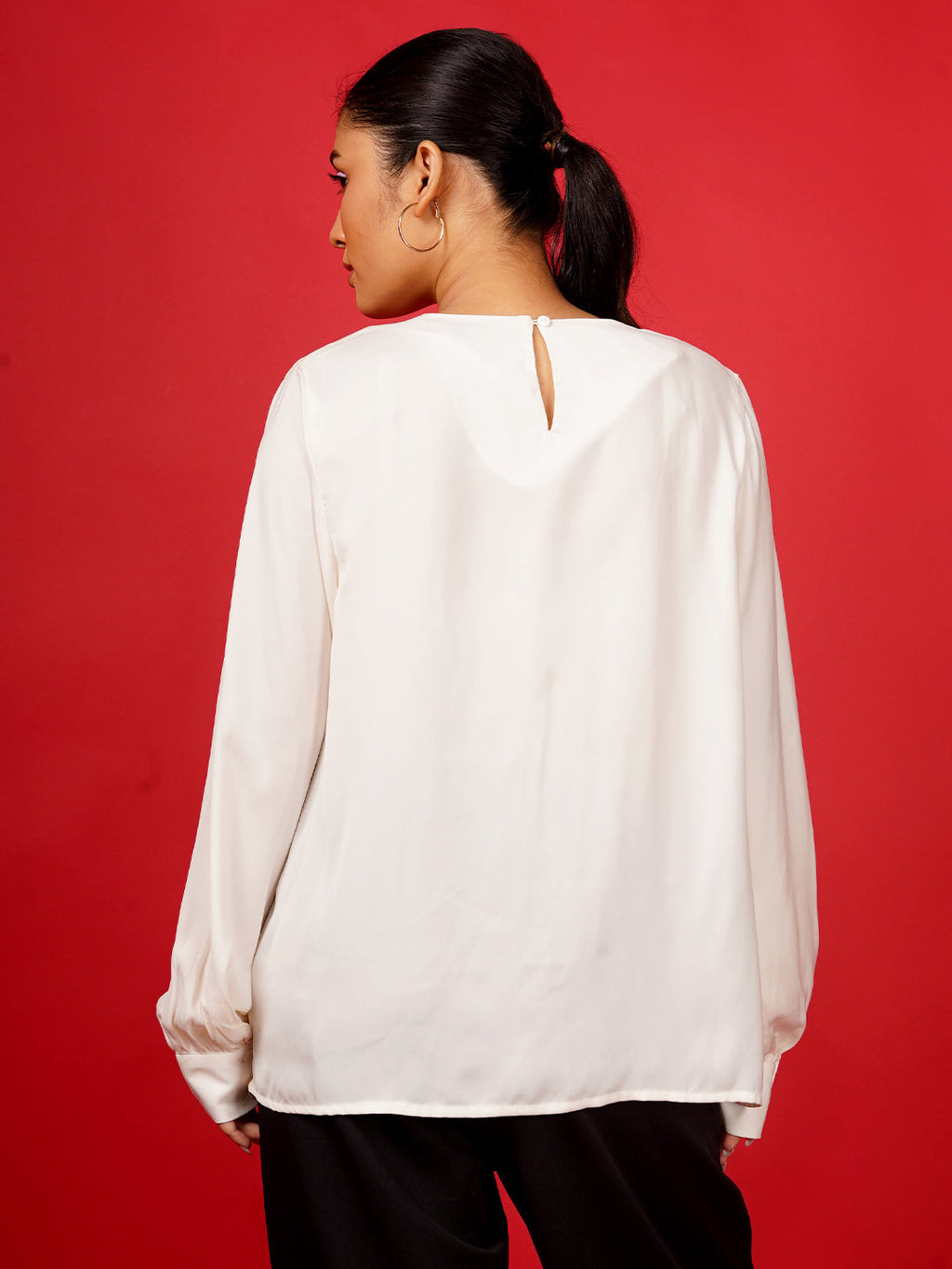 Off White Plain Basic Top