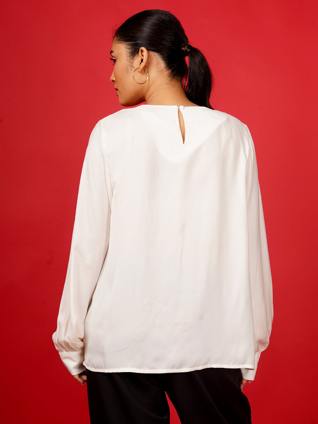 Off White Plain Basic Top