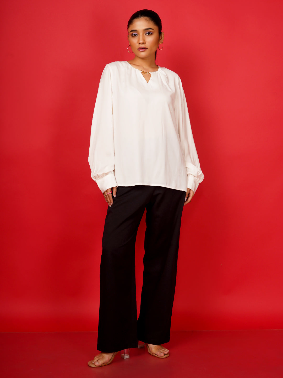 Off White Plain Basic Top