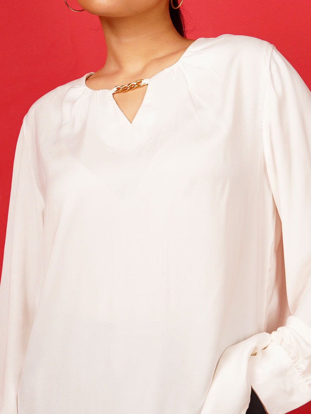 Off White Plain Basic Top