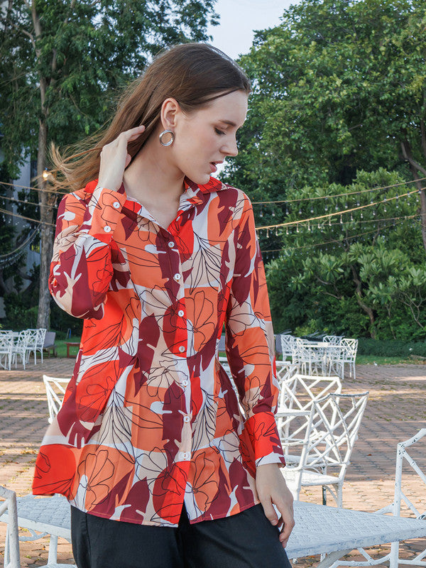 Off-White Floral Print Long Shirt