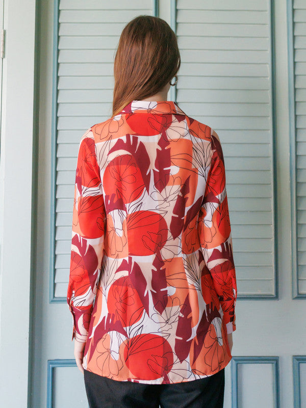 Off-White Floral Print Long Shirt