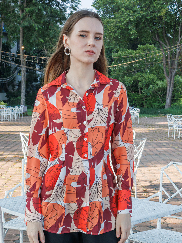 Off-White Floral Print Long Shirt