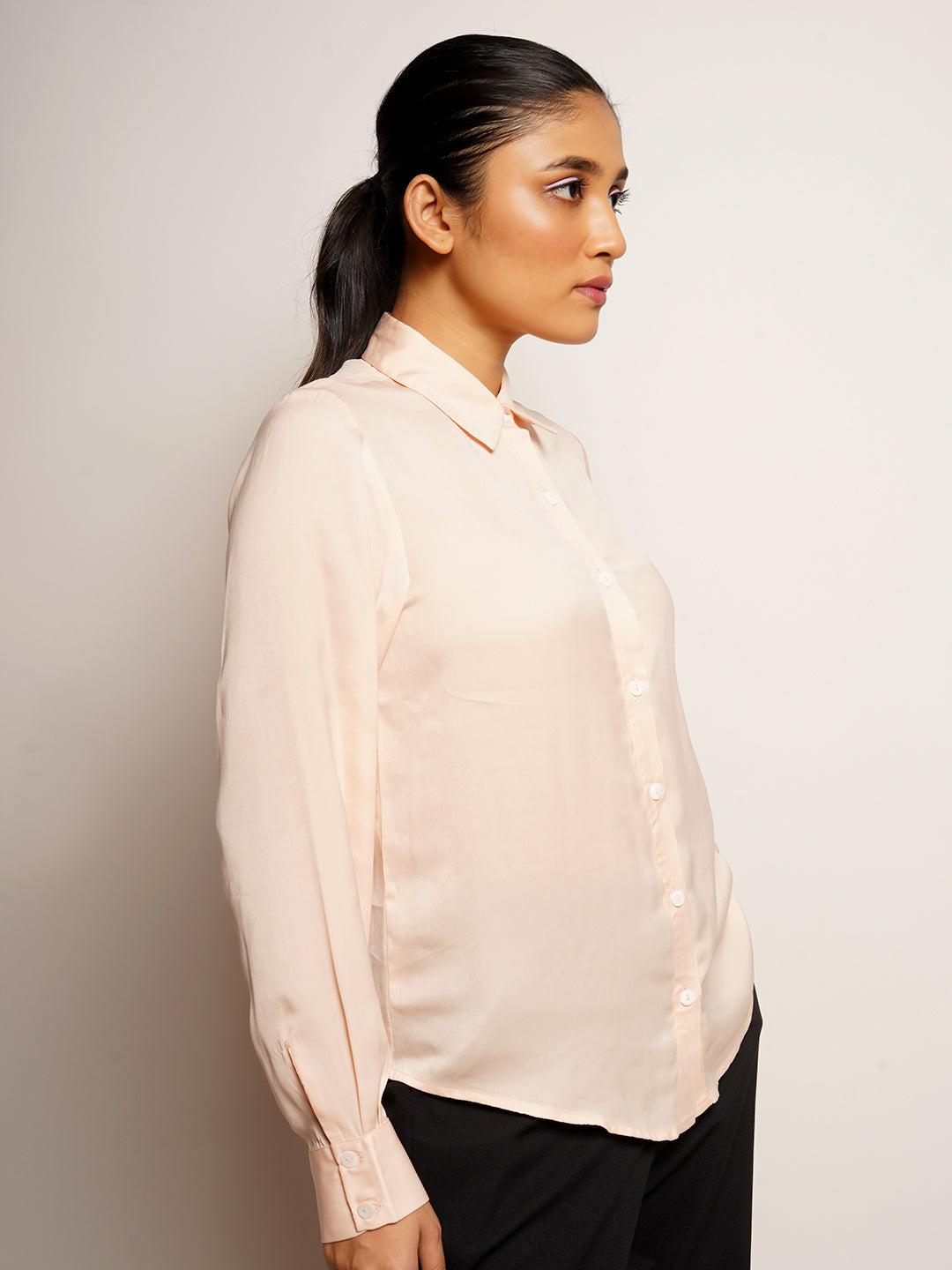 Peach Solid Basic Shirt