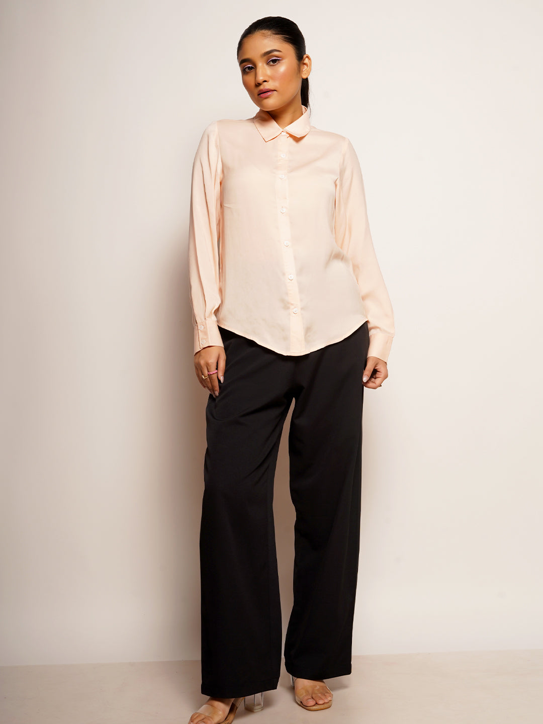 Peach Solid Basic Shirt