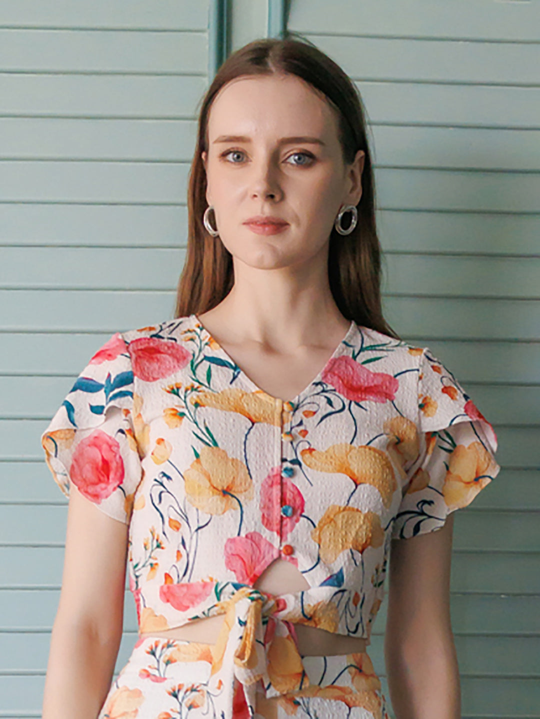Off-White Tropical Print Blouson Top