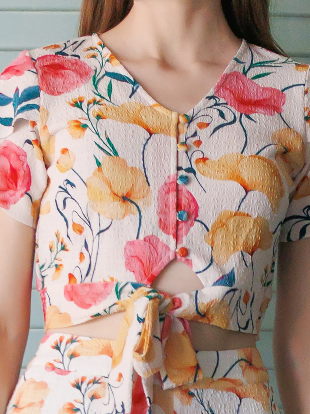 Off-White Tropical Print Blouson Top