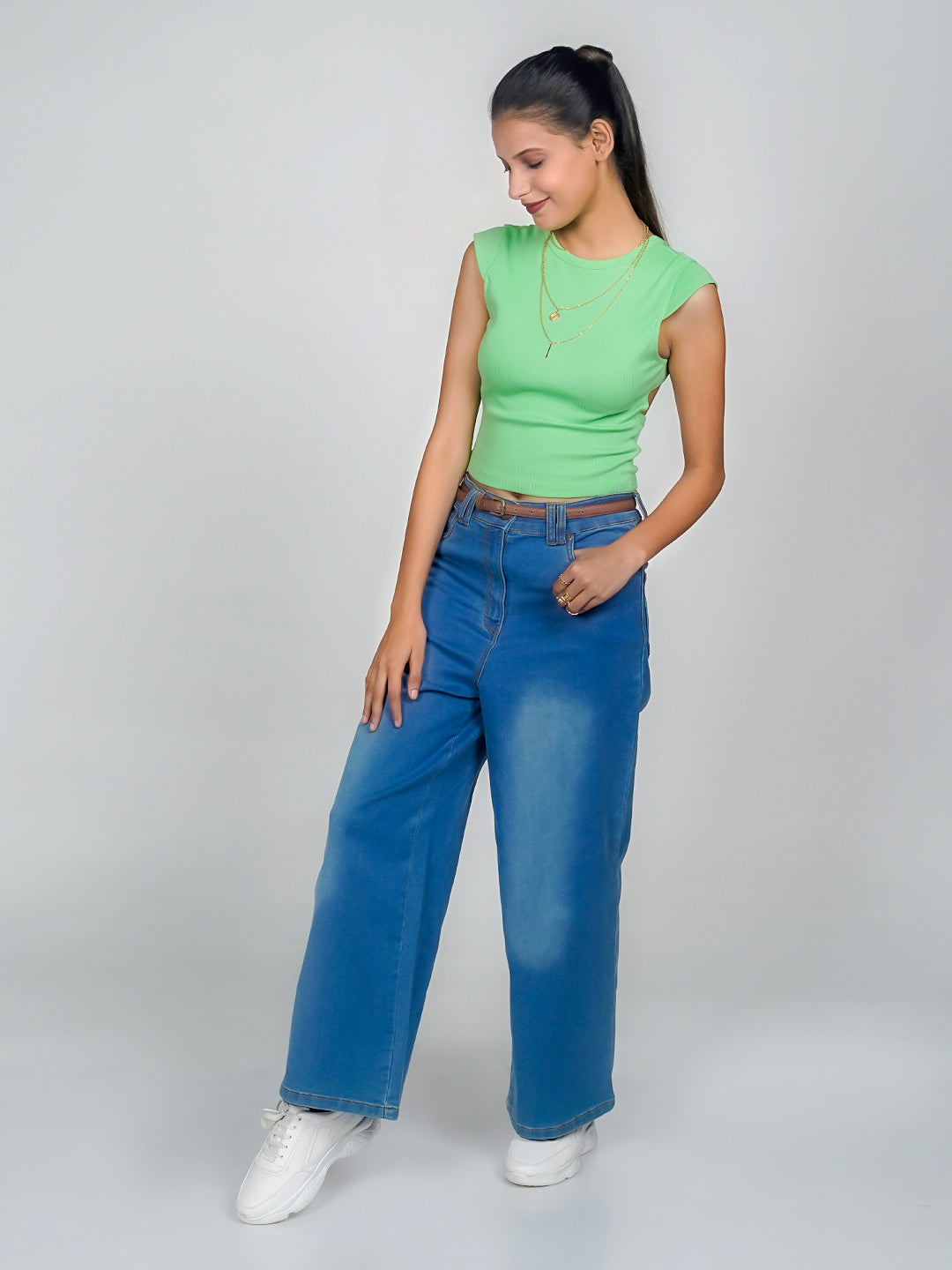 Green Solid Basic Top