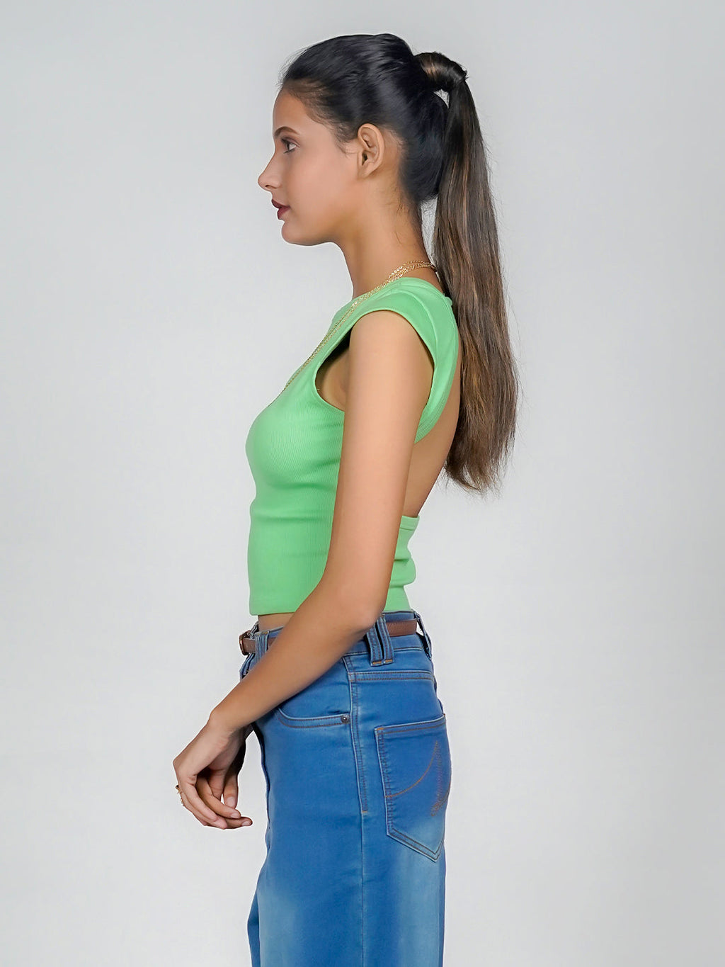 Green Solid Basic Top
