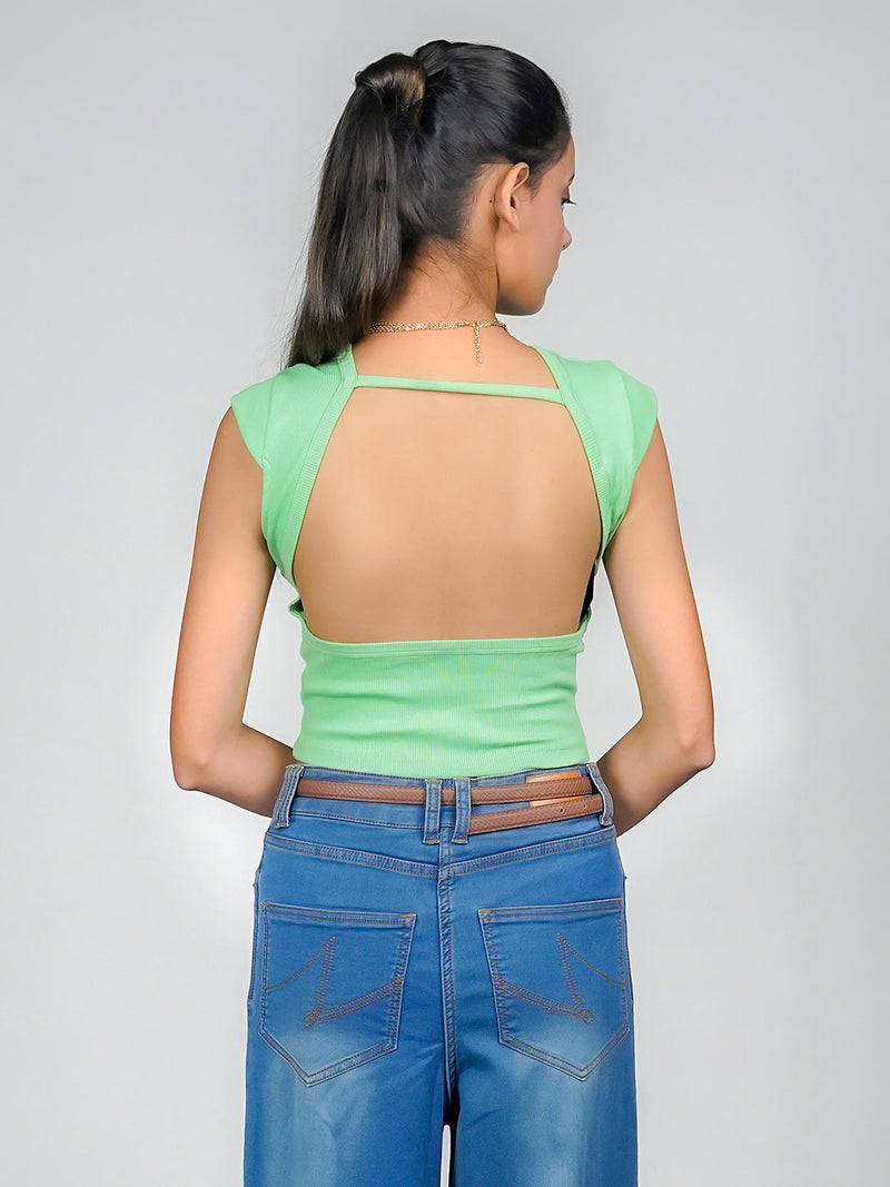 Green Solid Basic Top
