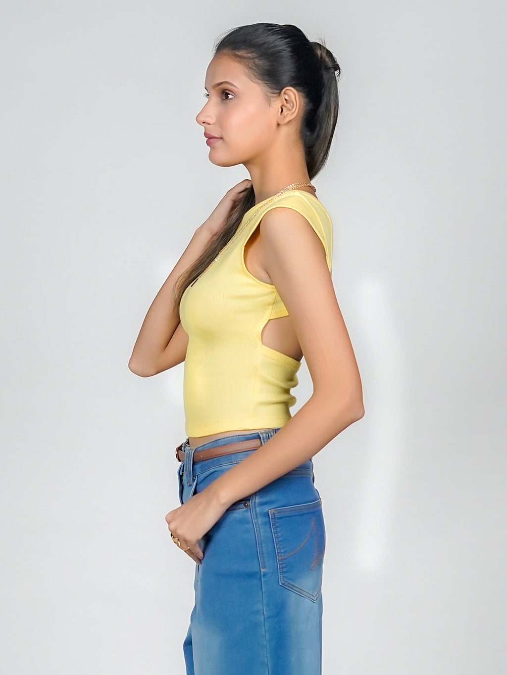 Yellow Solid Basic Top