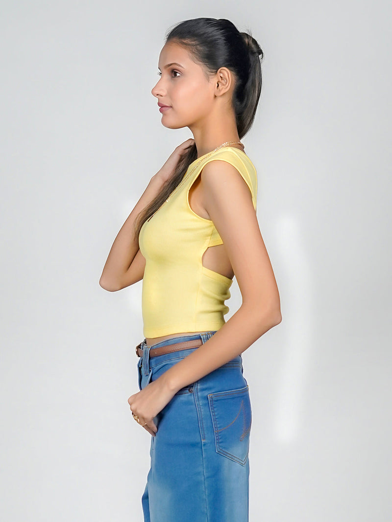 Yellow Solid Basic Top