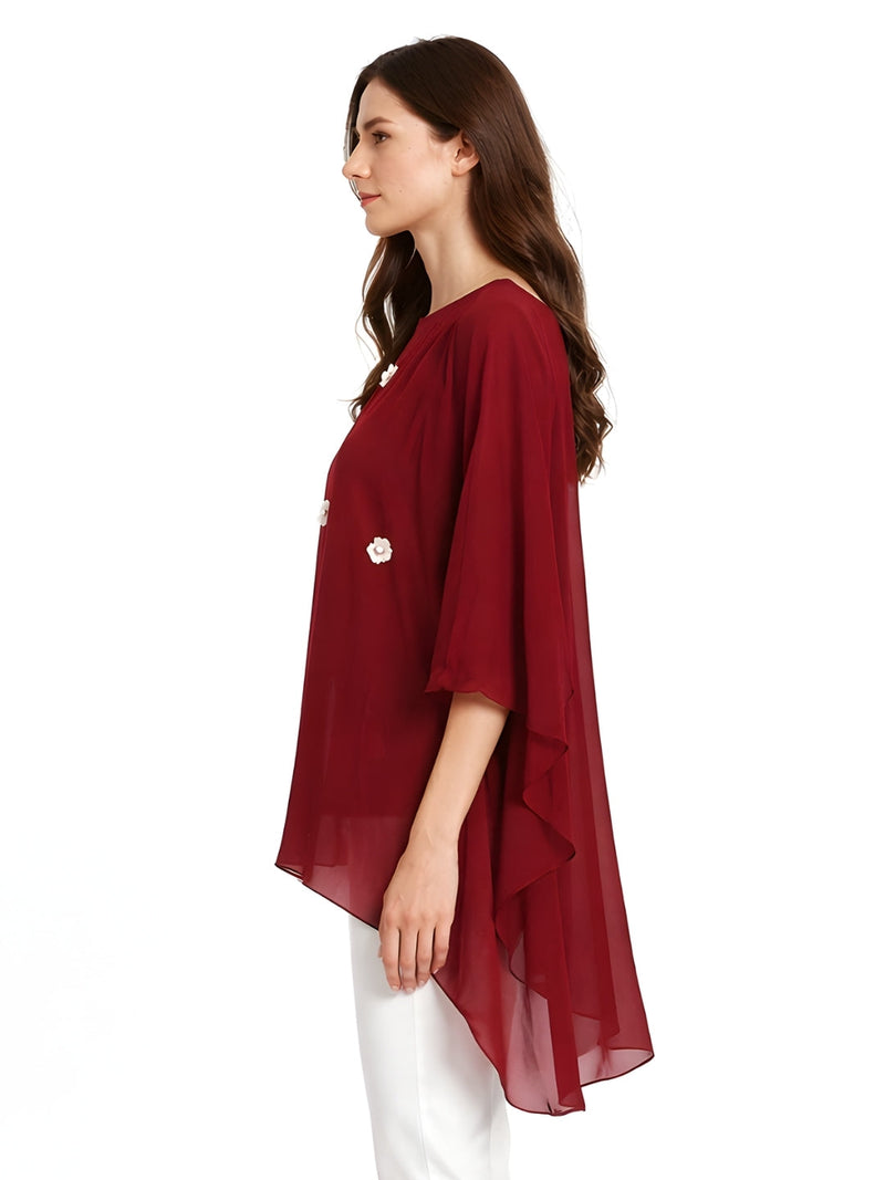 Maroon Embellished Long Top