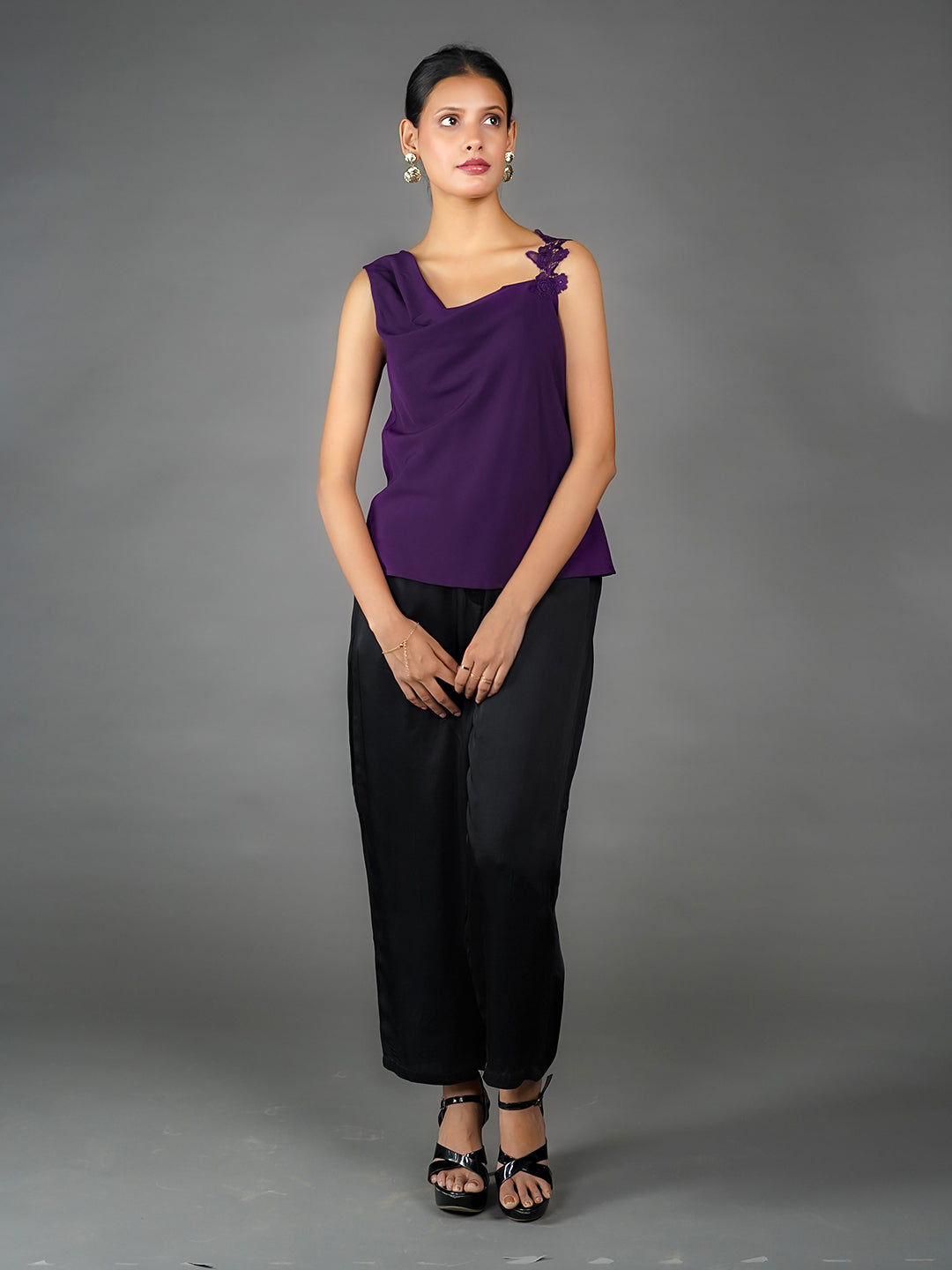 Purple Solid Lace Top