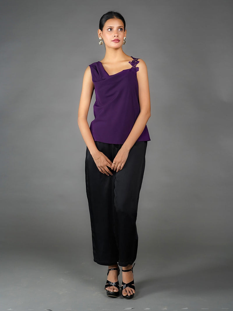 Purple Solid Lace Top