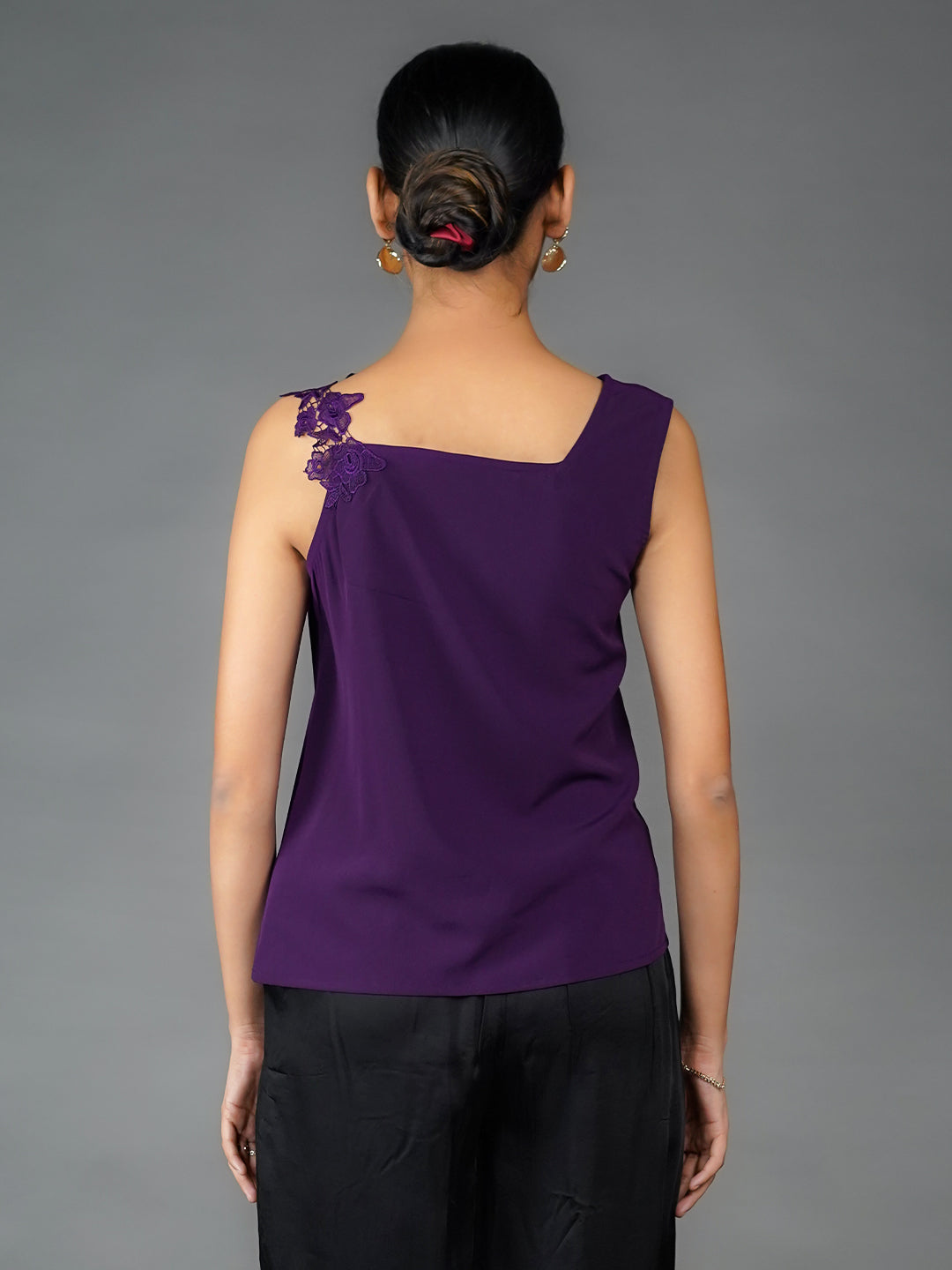 Purple Solid Lace Top