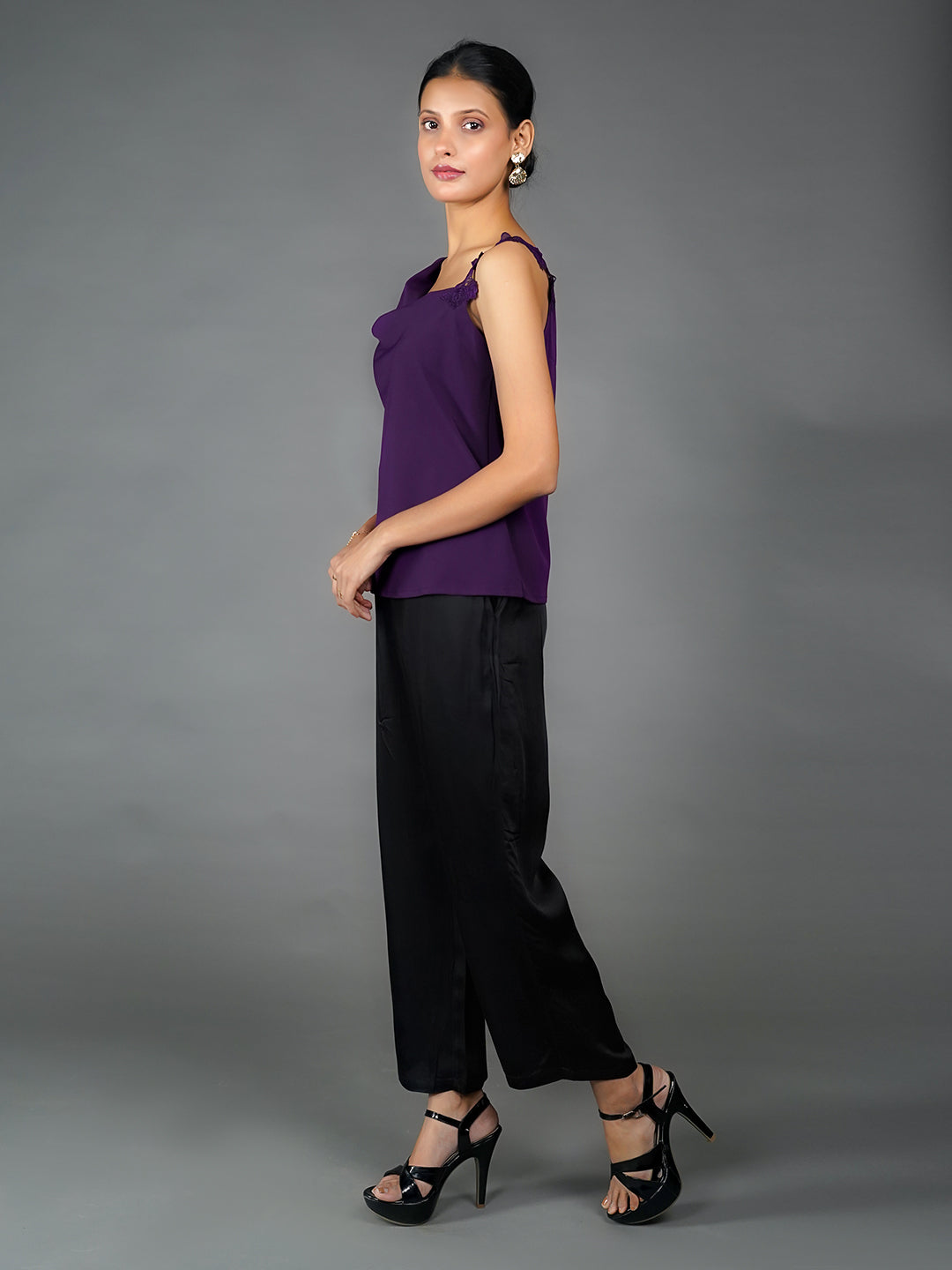 Purple Solid Lace Top