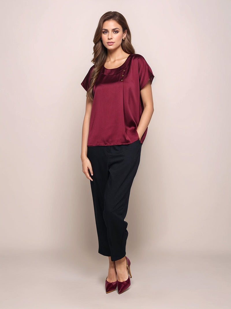 Maroon Solid Basic Top