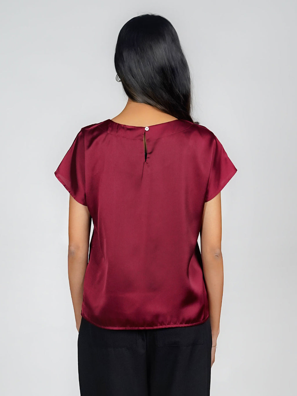Maroon Solid Basic Top