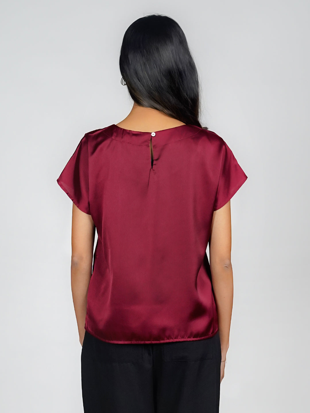 Maroon Solid Basic Top
