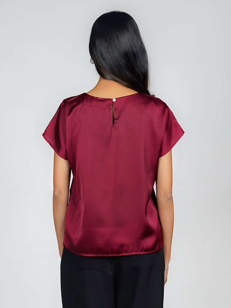 Maroon Solid Basic Top