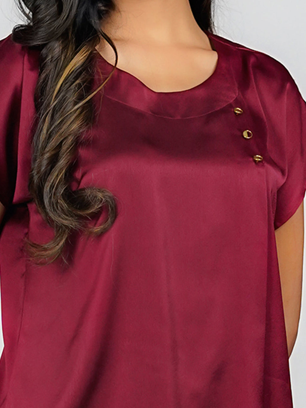 Maroon Solid Basic Top