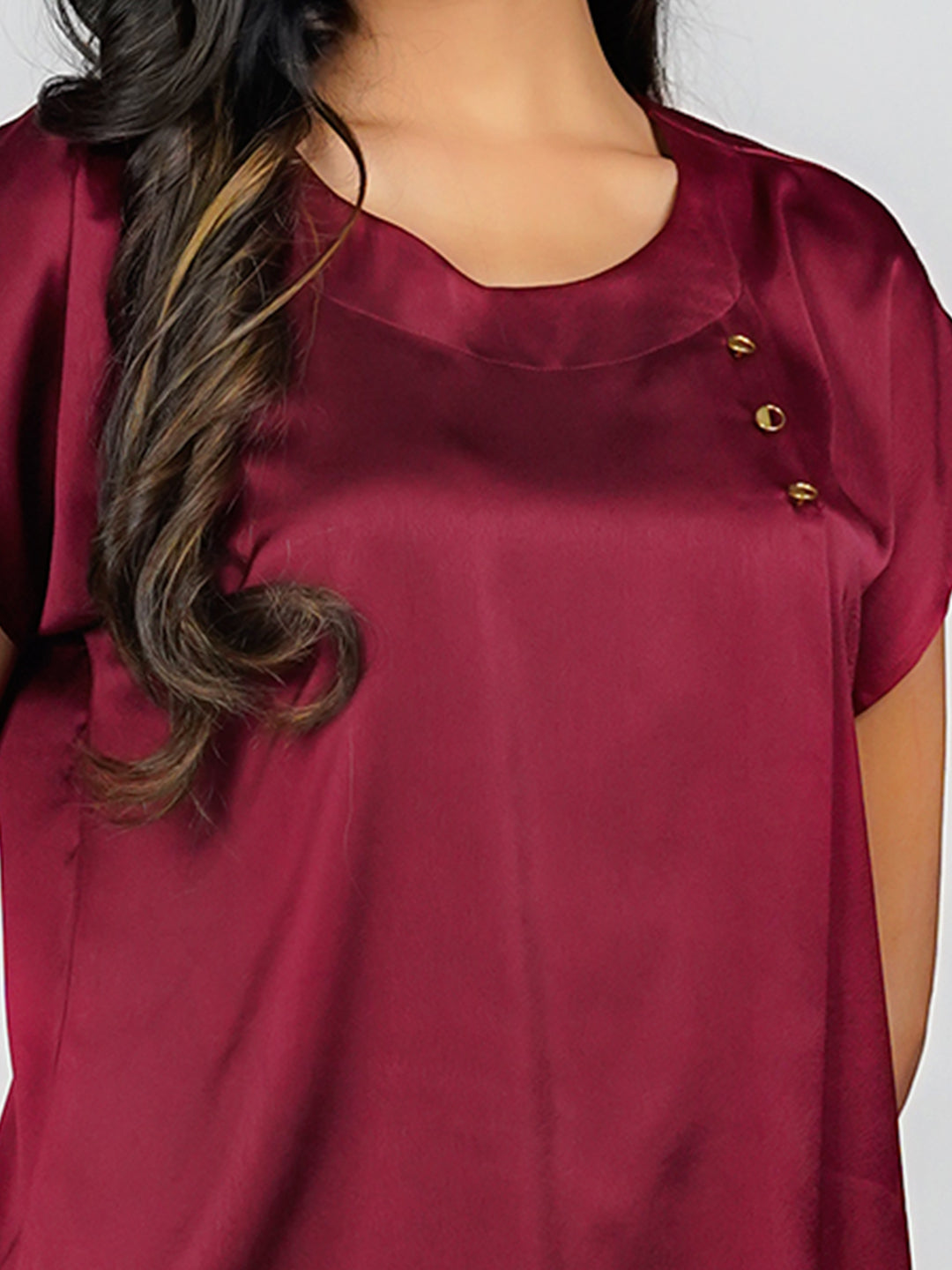 Maroon Solid Basic Top