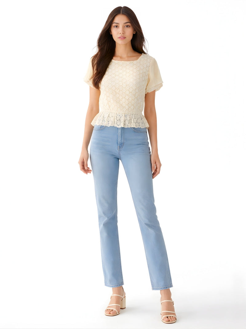 Off White Lace Short Top