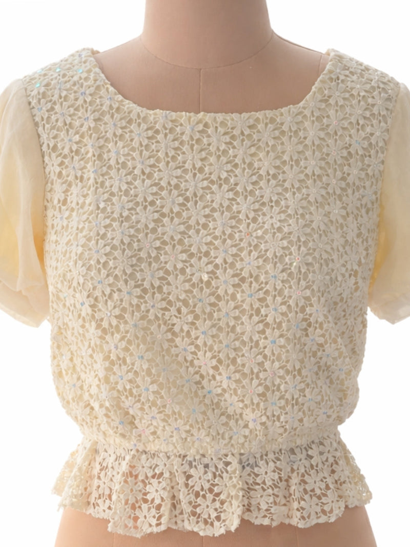 Off White Lace Short Top
