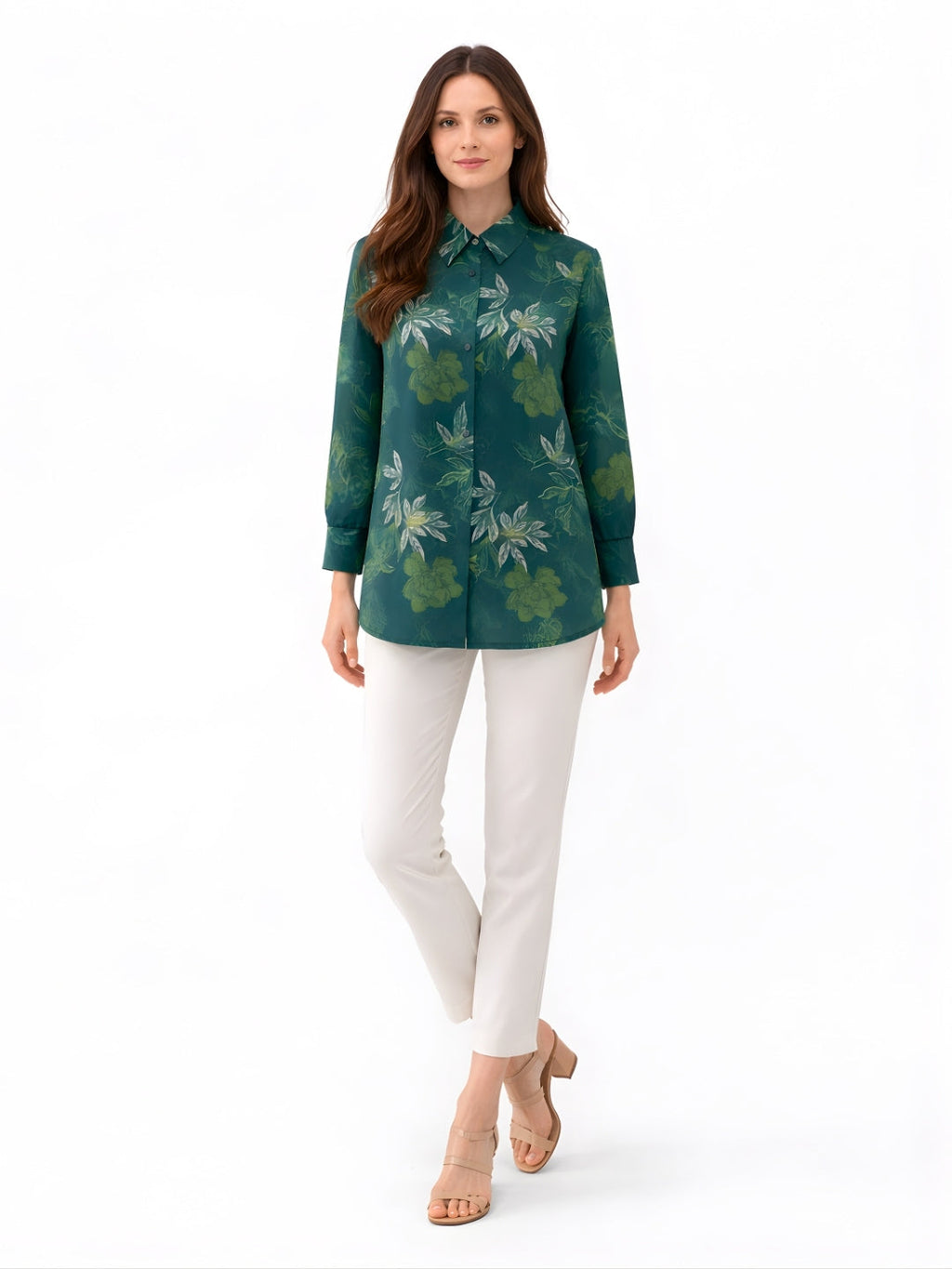 Green Floral Long Shirts