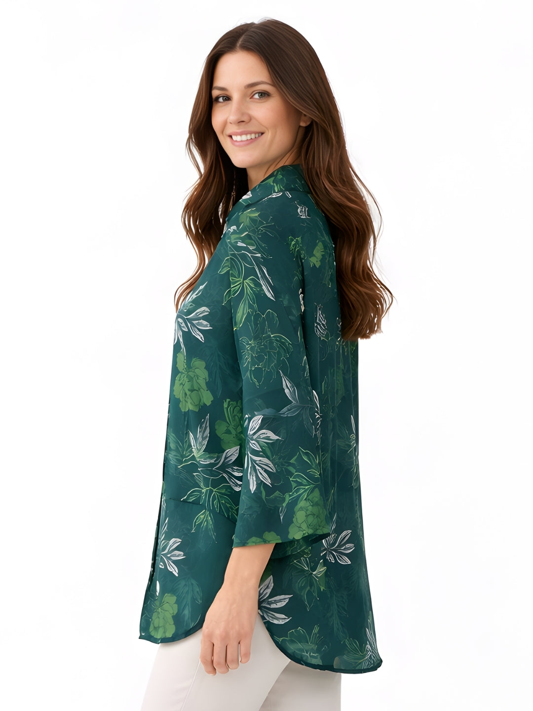 Green Floral Long Shirts