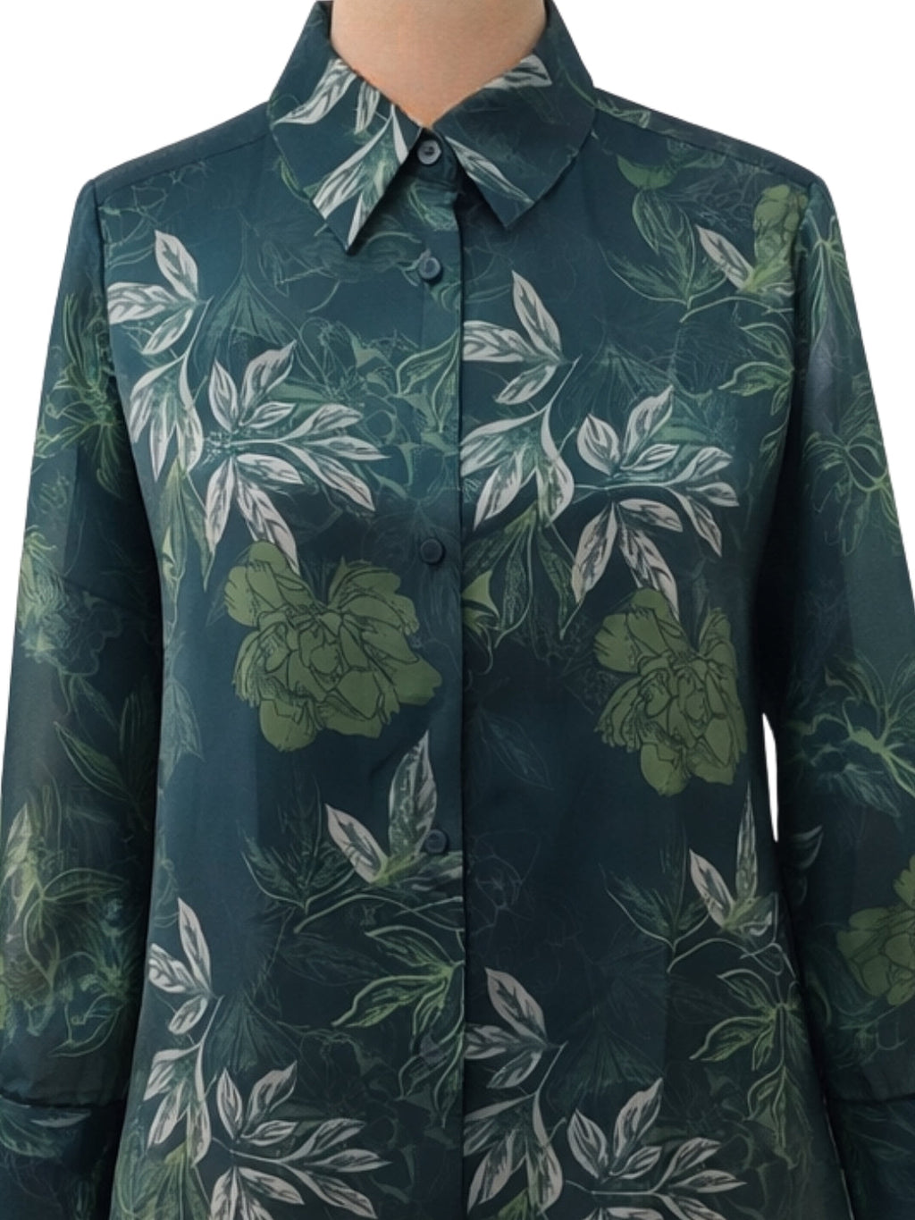 Green Floral Long Shirts