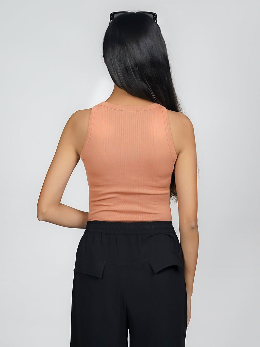 Brown Solid Basic Crop Top