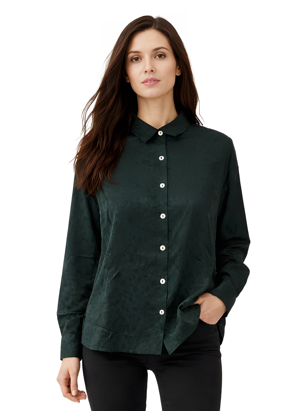 Green Textured Long Shirts