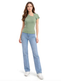 Dull Green Plain Short Top