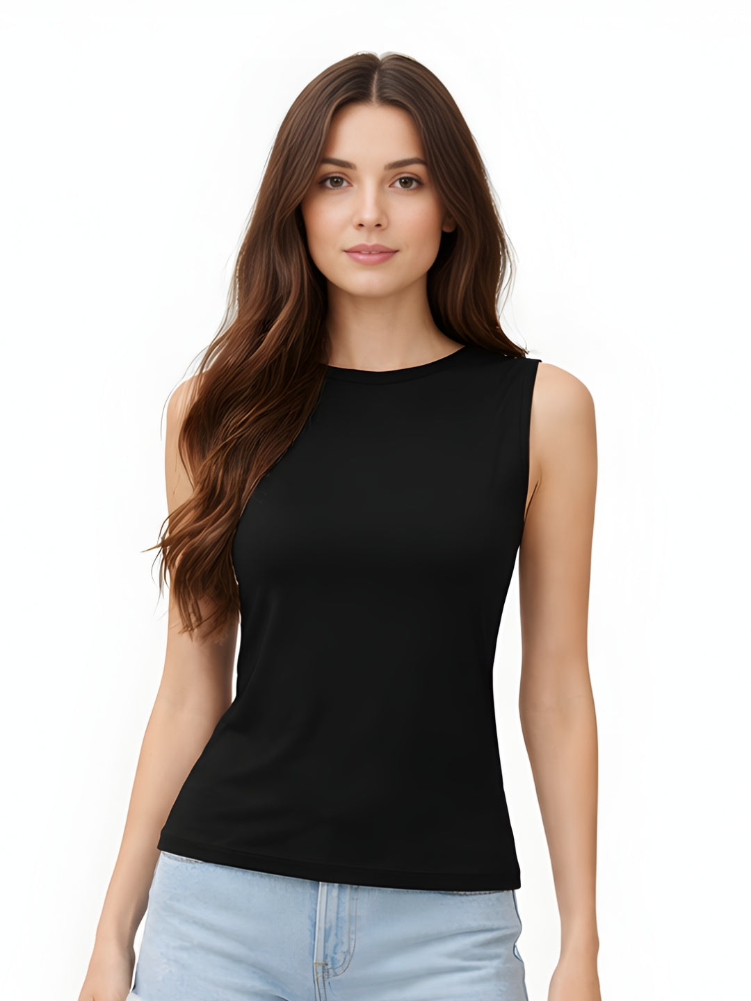 Black Plain Sleeveless Top