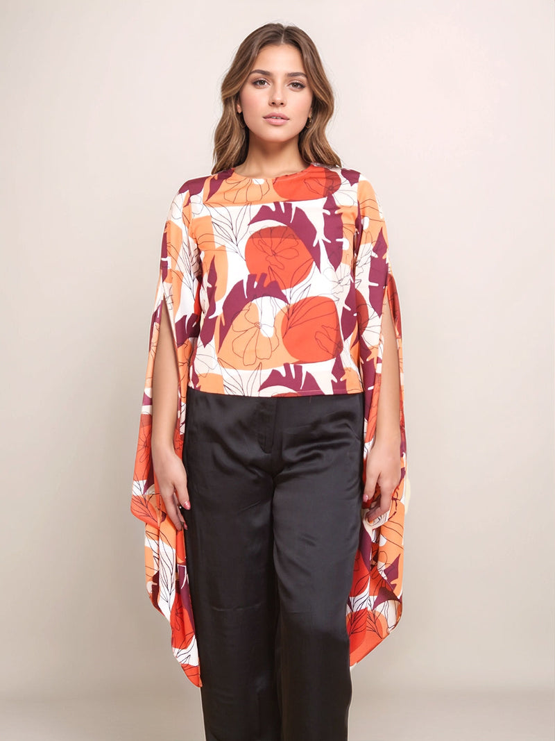 Off White Floral Prints Relaxed Fit Top
