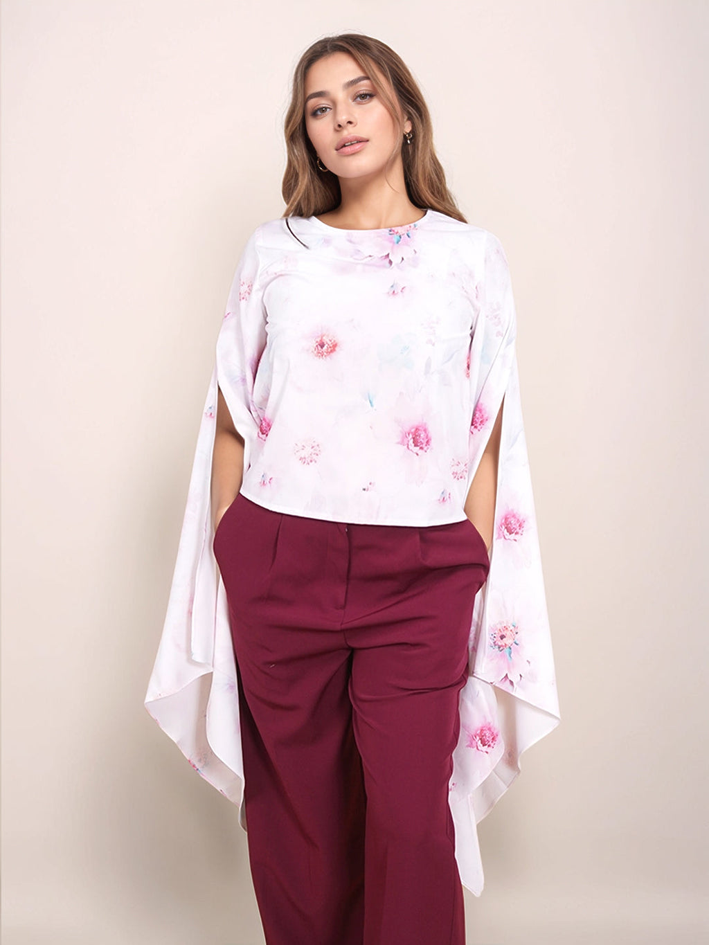 White Floral Prints Relaxed Fit Top