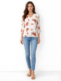 White Floral 3/4th Top