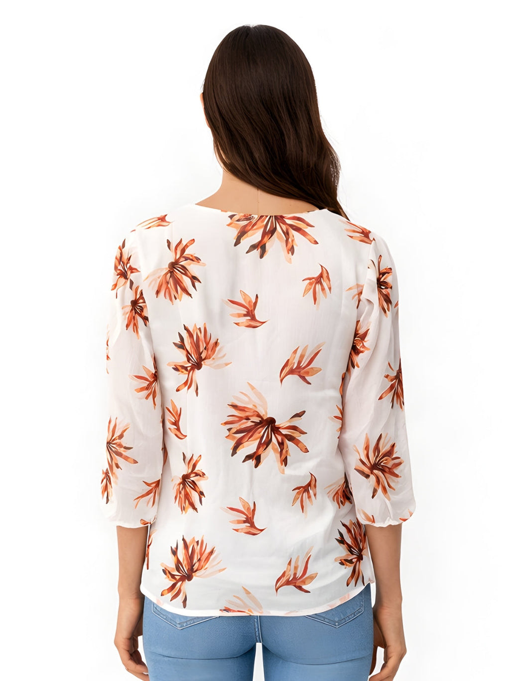 White Floral 3/4th Top
