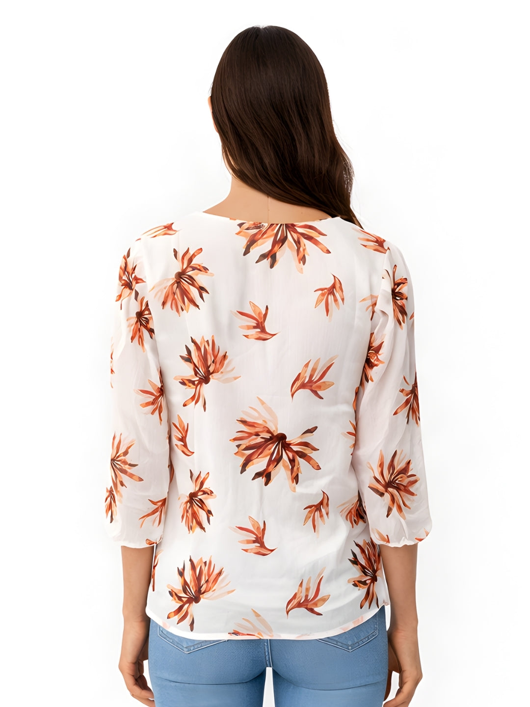 White Floral 3/4th Top