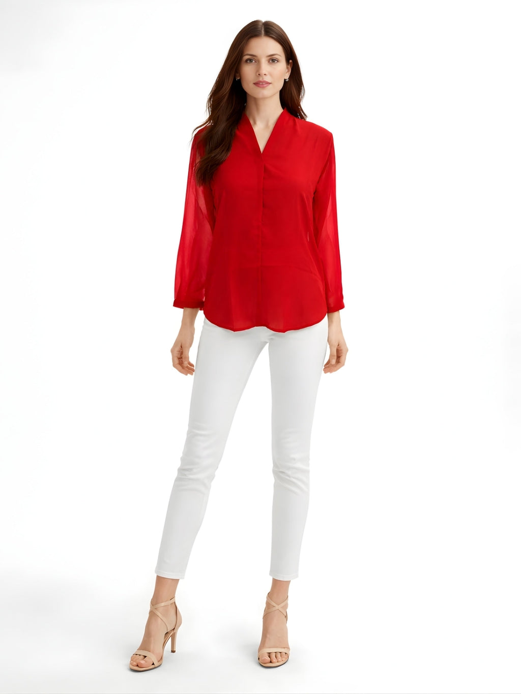 Red Plain Long Top